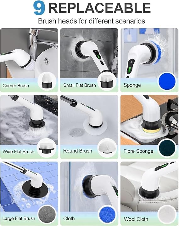 Cleanistic™ Electric Spin Scrubber (9-in-1)